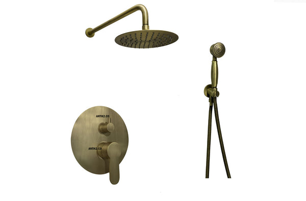 Mezclador Monomando Bronce Antiguo + Ducha  20cm y teleducha