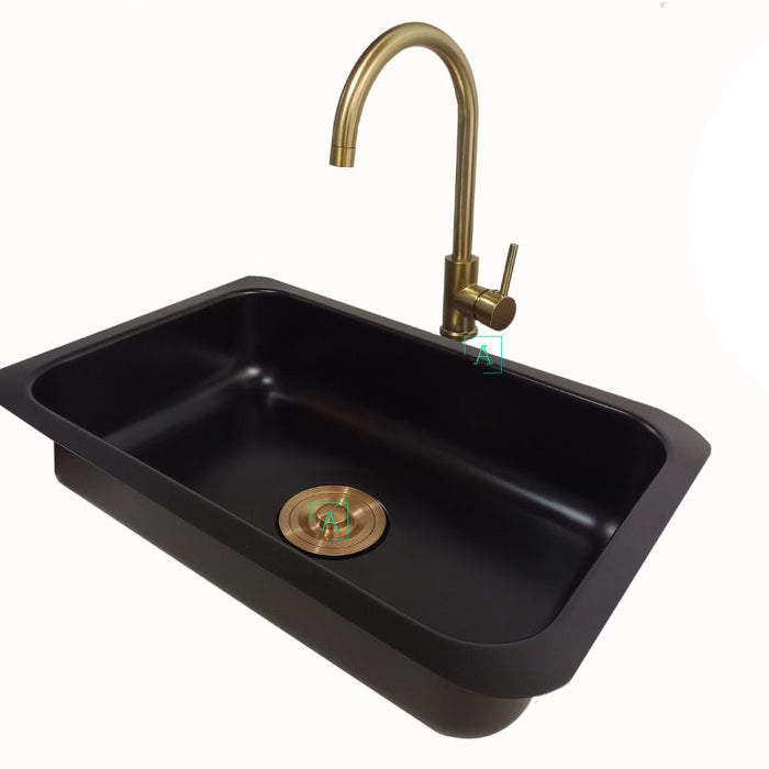 Set lavaplatos Negro mate 60x40cm + Griferia Dorada
