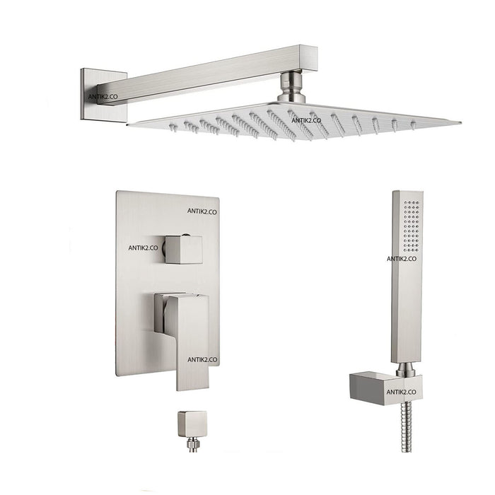 Mezclador ducha Niquel satin + Ducha 20cm + Teleducha