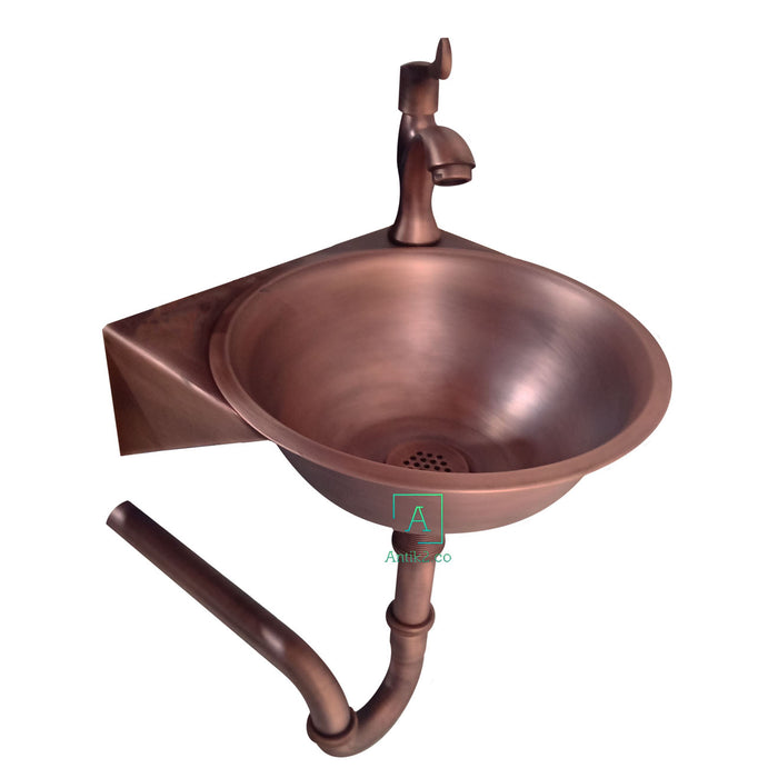Lavamanos 43x40cm Vintage a pared Cobre Antiguo