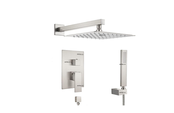 Mezclador ducha Niquel satin + Ducha 20cm + Teleducha