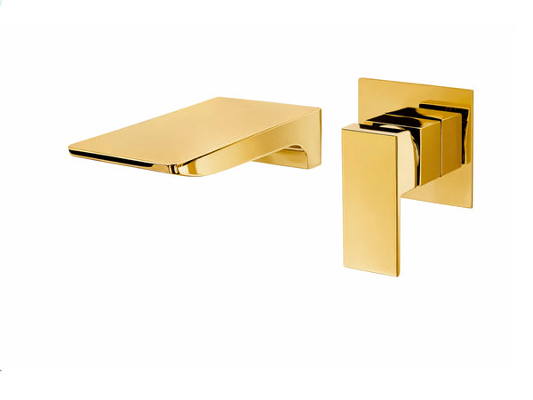 Mezclador  Lavamanos Monomando Pared Dorado