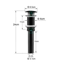 Desague Push Negro Rosca Larga (11cm)