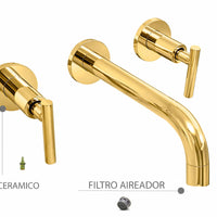 Mezclador Lavamanos Novo Pala Muro Dorado