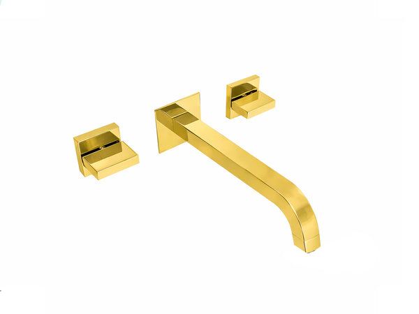 Mezclador Lavamanos Cuadrado de  pared Dorado