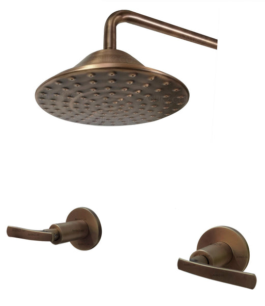 Set Mezclador vintage  + Ducha 30cm  Bronce antiguo
