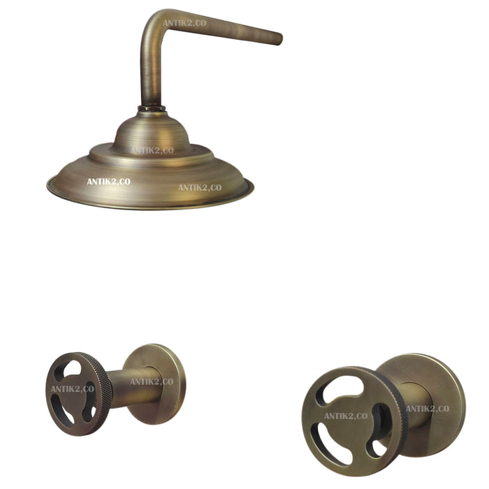 Mezclador Ducha Vintage Bronce Antiguo + Ducha 30cm