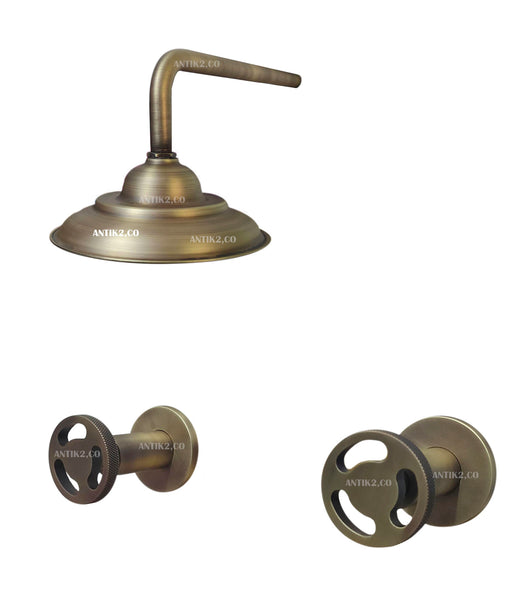 Mezclador Ducha Vintage Bronce Antiguo + Ducha 30cm