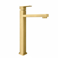 Griferia Alta Square Dorado Cepillado  (Agua fria)