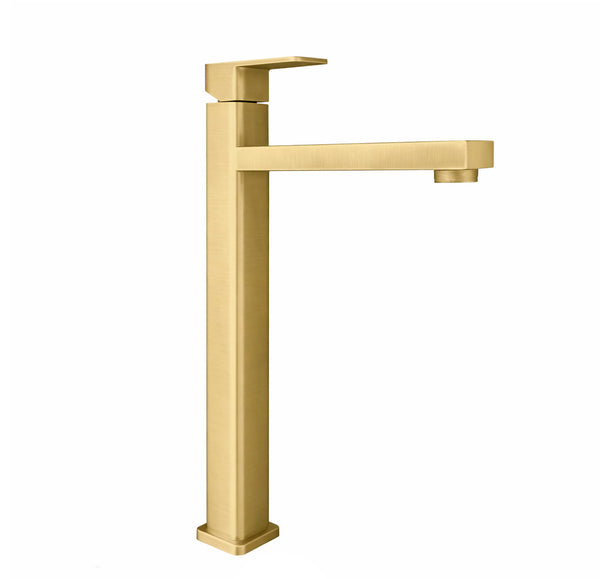 Griferia Alta Square Dorado Cepillado  (Agua fria)