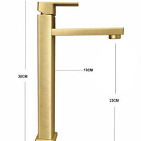 Griferia Alta Square Dorado Cepillado  (Agua fria)