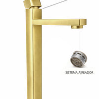 Griferia Alta Square Dorado Cepillado  (Agua fria)