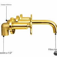 Mezclador Lavamanos Flora pared Dorado