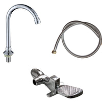 Lavamanos en Acero Inoxidable A Pared 32x35 cm Con Sistema de Grifo De Pedal + Dispensador Jabon