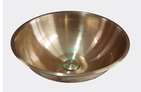 Lavamanos Bronce Antiguo Acero inoxidable 40cm + Desagüe de Push