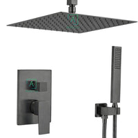 Mezclador Monomando Teleducha Square + Ducha Techo 30cm Gun Gray