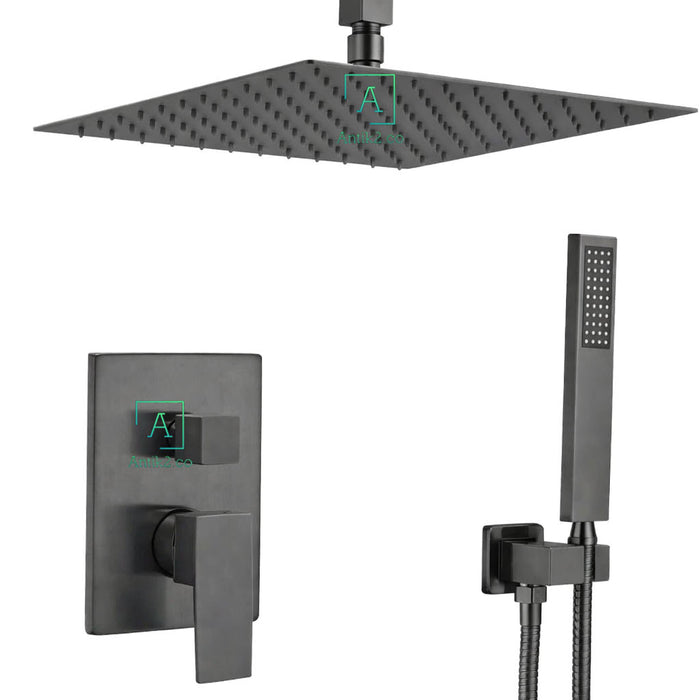 Mezclador Monomando Teleducha Square + Ducha Techo 30cm Gun Gray