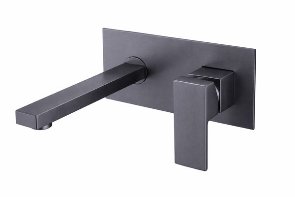 Griferia Mezclador Square Monomando Pared  Gun Gray