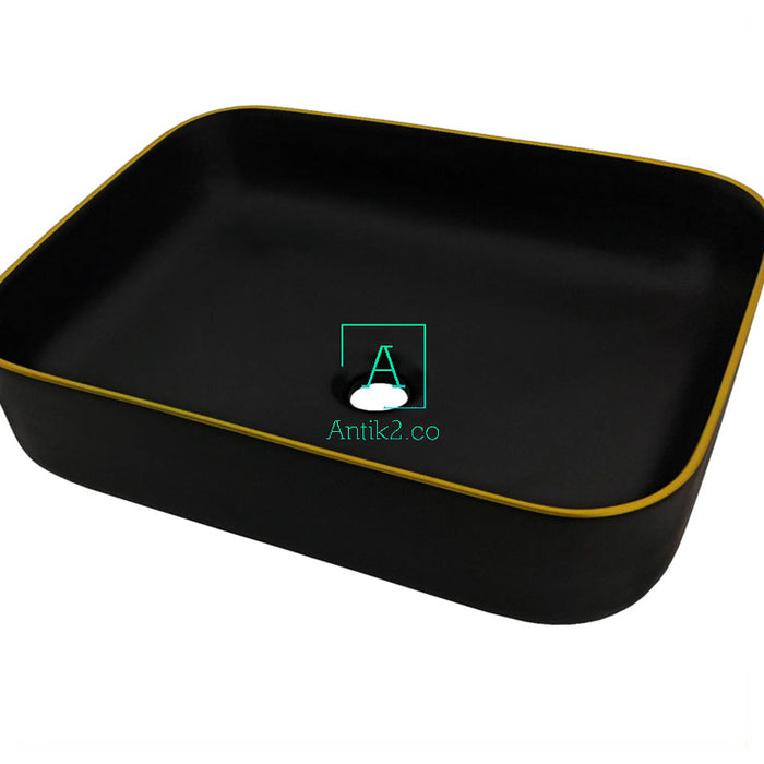 Lavamanos negro rectangular King 50x36cm