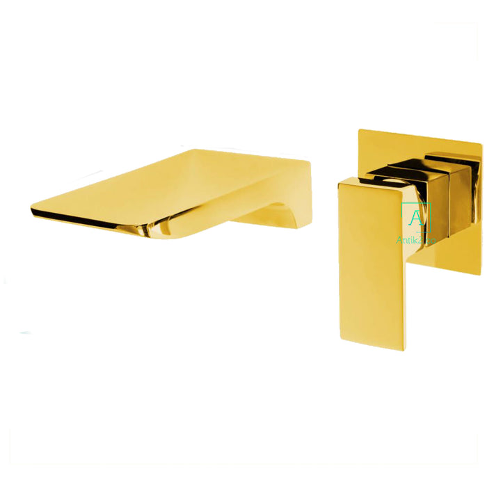Mezclador  Lavamanos Monomando Pared Dorado