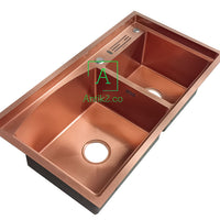 Lavaplatos Doble Poceta Acero  304 82x45cm Oro Rosa Mate