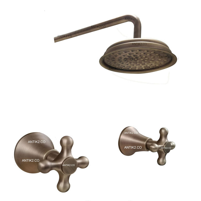 Set Mezclador  Ducha vintage + Ducha 25cm  Bronce antiguo