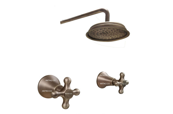 Set Mezclador  Ducha vintage + Ducha 25cm  Bronce antiguo