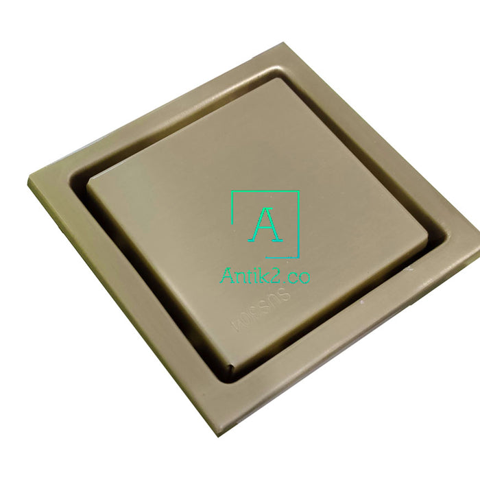 Rejilla Piso Invisible Dorado Cepillado   10x10cm