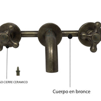 Mezclador Vintage Pared Bronce Antiguo