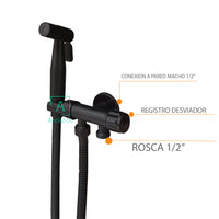 Set Ducha Bidet Negro Mate + Desviador con soporte