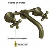 Mezclador Lavamanos Pared vintage  Toulouse Bronce Antiguo