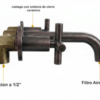 Mezclador  Lavamanos Novo Cruz Pared Cobre Antiguo