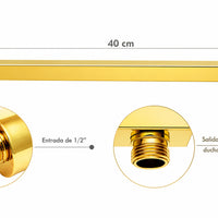 Tubo ducha Pared Cuadrado Dorado 40cm