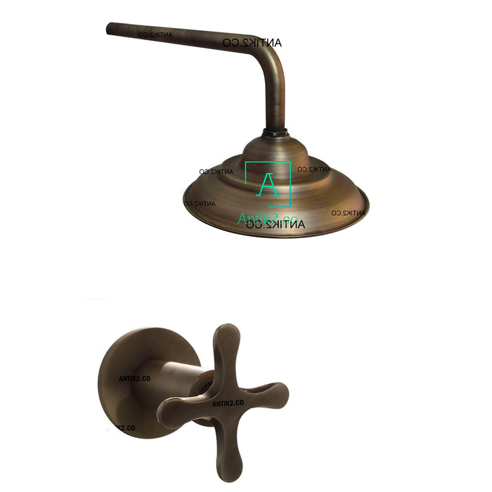 Registro Vintage Trebol Bronce Antiguo + Ducha 20cm