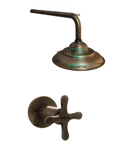 Registro Vintage Trebol Bronce Antiguo + Ducha 20cm