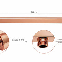 Tubo Ducha Pared  Cuadrado 40cm Oro rosa