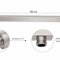 Tubo Ducha Cuadrado Pared 40cm Niquel Satin