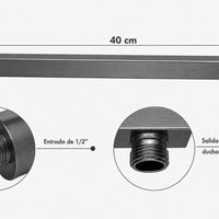 Tubo Ducha Pared cuadrado 40 cm Gun Gray
