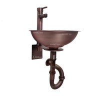 Kit lavamanos Vintage 35cm Cobre Antiguo Soporte a Pared