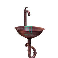 Kit lavamanos cobre Antiguo 35cm + Grifo y Desague