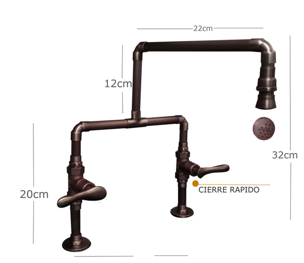 Grifería Mezclador 8" Lyon Cobre Antiguo