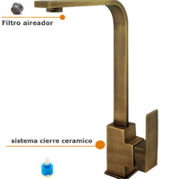 Grifería Lavaplatos Square Bronce Antiguo