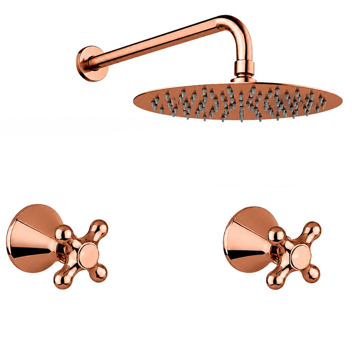 Mezclador Oro rosa + Ducha  25cm