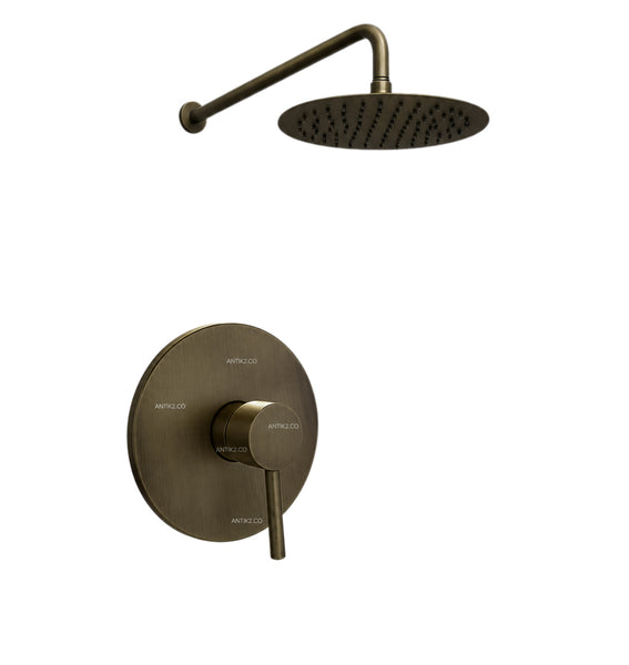 Mezclador Ducha  Monomando  + Ducha 20cm Bronce Antiguo