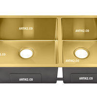 Lavaplatos Doble Poceta Acero Inoxidable 304 78x45 cm Dorado