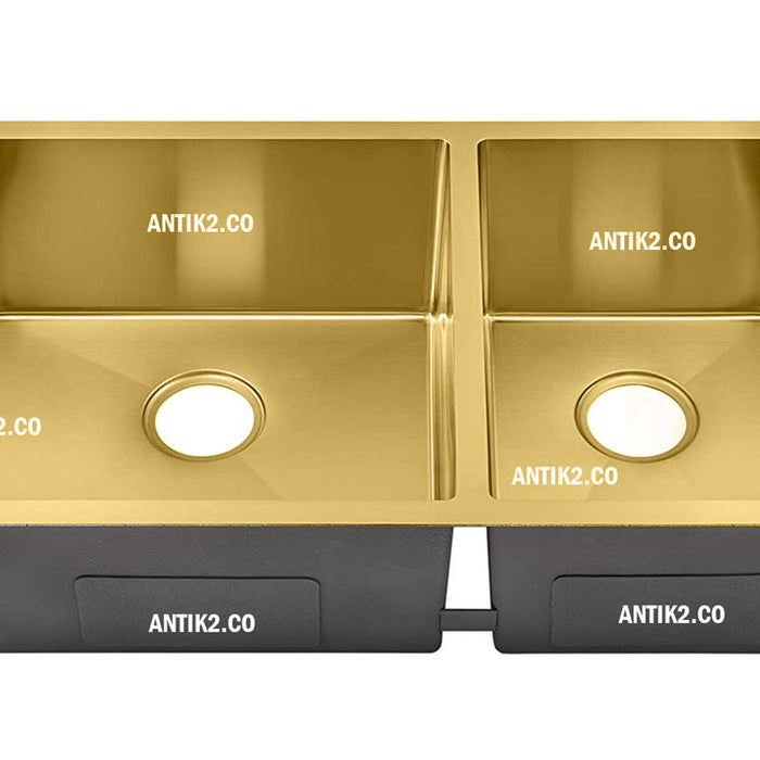 Lavaplatos Doble Poceta Acero Inoxidable 304 78x45 cm Dorado
