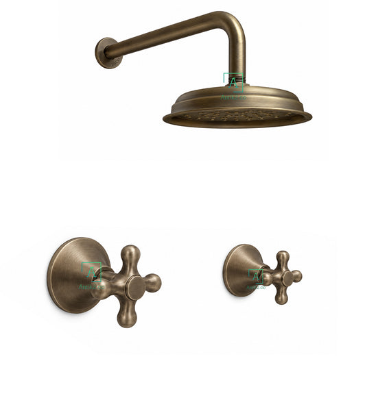 Set Mezclador  Ducha vintage + Ducha 25cm  Bronce antiguo