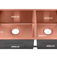Lavaplatos Doble Poceta Acero Inoxidable 304 78x45 cm Oro Rosa