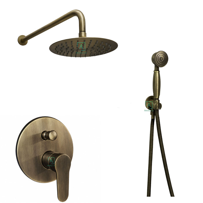 Mezclador Bronce Antiguo + Ducha  30cm y Teleducha