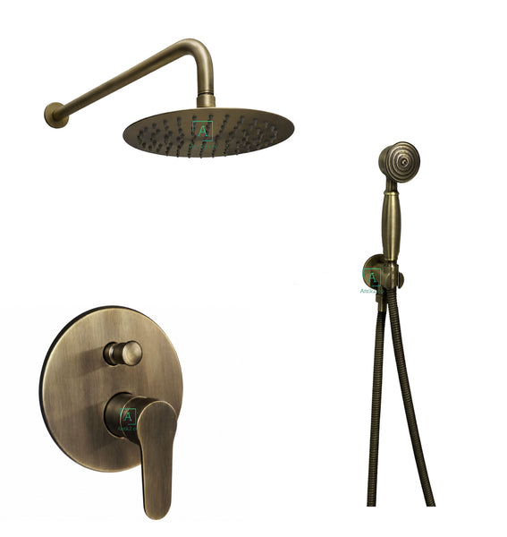 Mezclador Bronce Antiguo + Ducha  30cm y Teleducha
